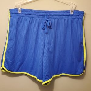 Danskin Now Womens XL (16-18) Blue And Neon Yellow Jersey Shorts